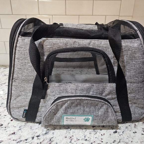 Pet Carrier Travel Bag - Gray Dog Carrier with Mesh Window - Picture 2 of 10